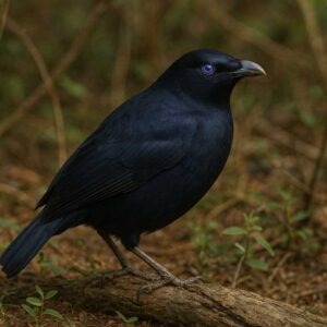 Image of a Satin bowerbird on the ground