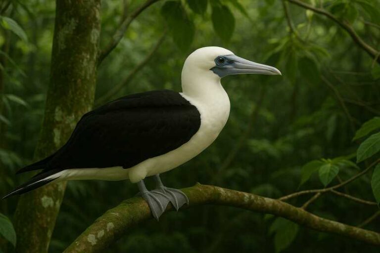 Abbott's booby perched on a branch