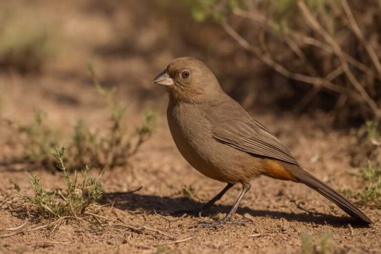 Image of a Abert's towhee on the ground