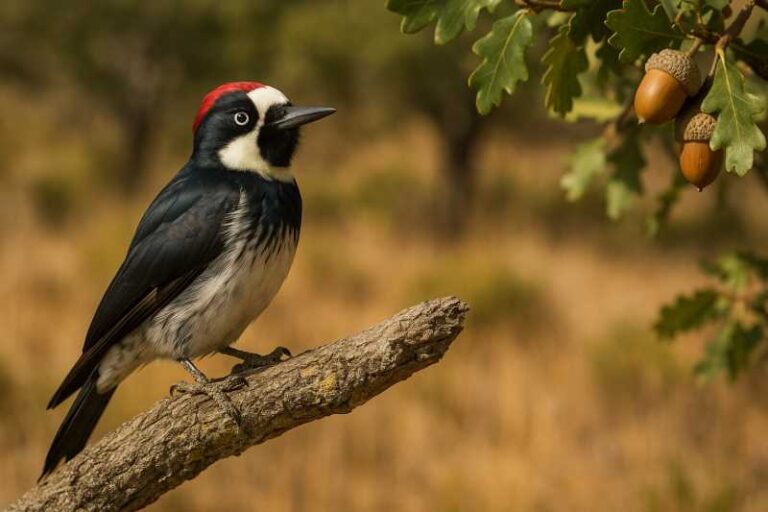 Image of an Acorn woodpecker perched on a branch