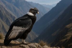 Image of an Andean condor perched in the mountains