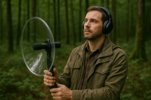 Birdwatcher listening for bird calls