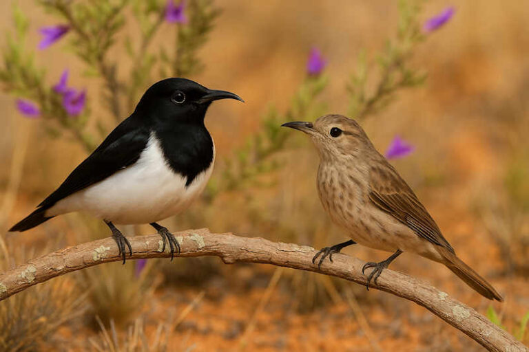 Image of Black honeyeater male and female