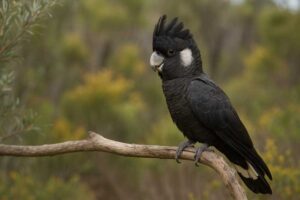 Image of a Carnaby's black cockatoo perched on a branch