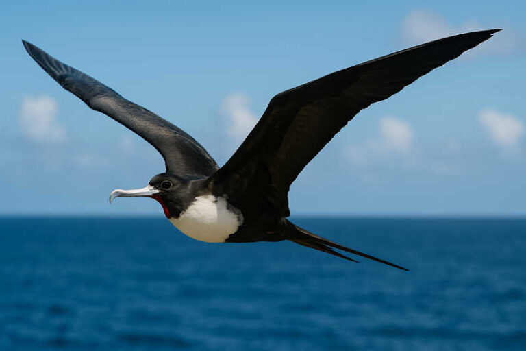 Image of aChristmas frigatebird flying