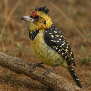 Image of a perched Crested barbet