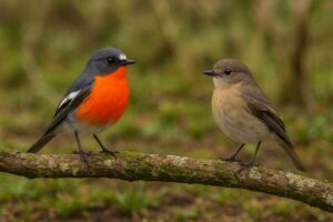 Image of a male and female Flame robin