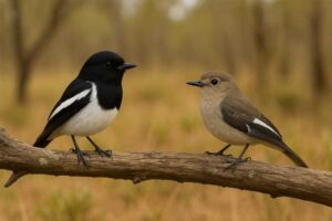 Image of a male and female Hooded robin