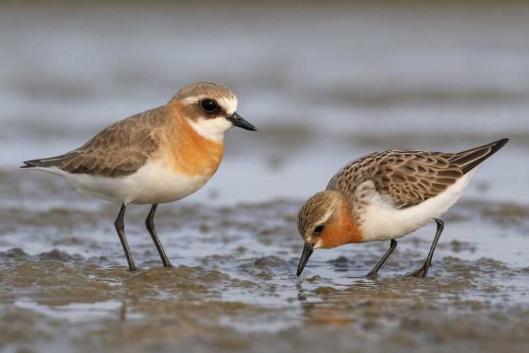 Image of Lesser sand plovers and red necked stints can be seen on the mudflats at nudgee beach
