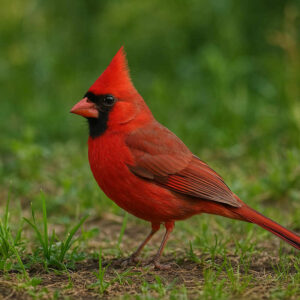 Image of a Northern cardinal on the ground