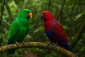 Image of a male and female Papuan eclectus