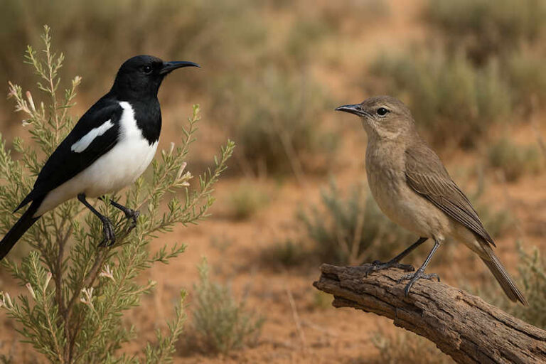 Image of Pied honeyeater male and female