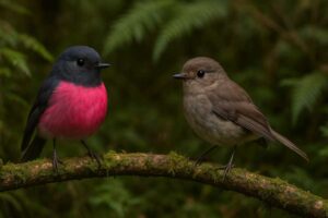 Image of a male and female Pink robin