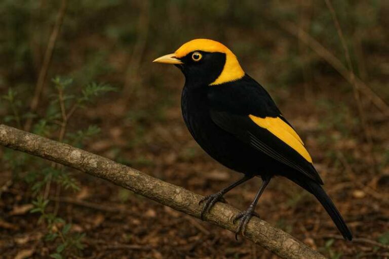 Image of a Regent bowerbird in the forest