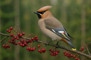 Image of a Bohemian Waxwing in its natural habitat