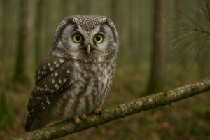 Image of a Boreal Owl in its natural habitat