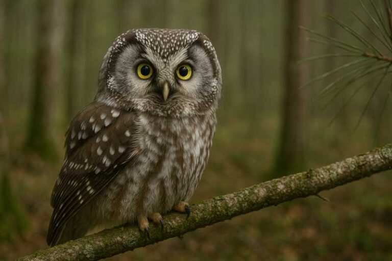 Image of a Boreal Owl in its natural habitat