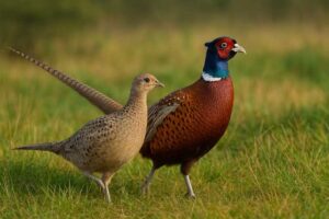 Image of a male and female Common pheasant