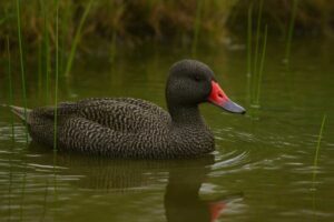 Image of a Freckled duck swimming