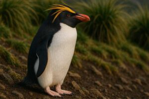 Image of a Macaroni Penguin in its natural habitat