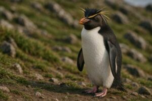 Image of a Northern Rockhopper Penguin in its natural habitat