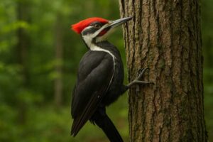Image of a Pileated woodpecker on a tree