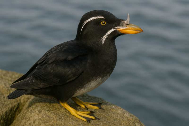 Image of a Rhinoceros Auklet in its natural habitat