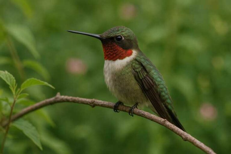 Image of a Ruby throated hummingbird