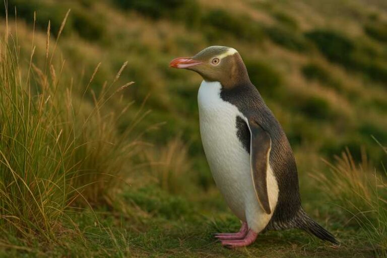 Image of a Yellow-eyed Penguin in its natural habitat