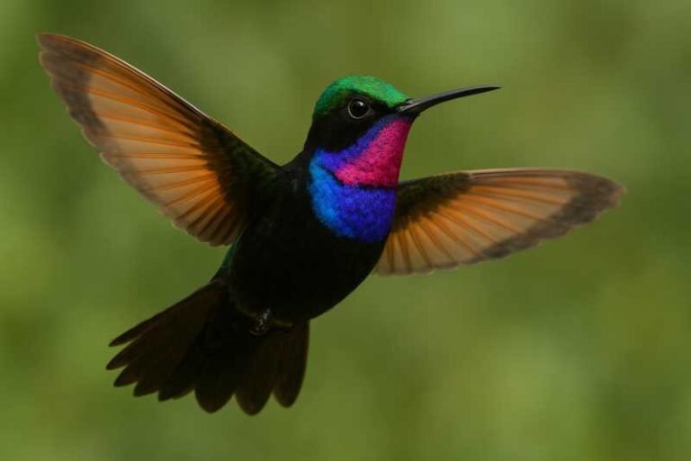 Image of a Garnet-throated Hummingbird in its natural habitat