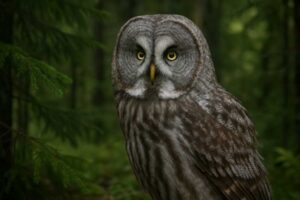 Image of a Great Grey Owl in its natural habitat