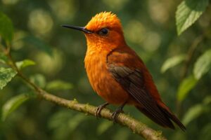 Image of a Juan Fernandez Firecrown in its natural habitat