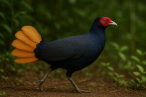 Image of a Malayan Crestless Fireback in its natural habitat