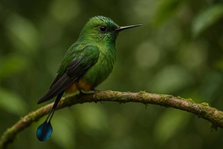 Image of a Rufous-booted Racket-tail in its natural habitat