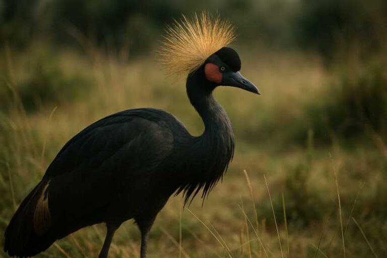 Image of a Black Crowned Crane in its natural habitat