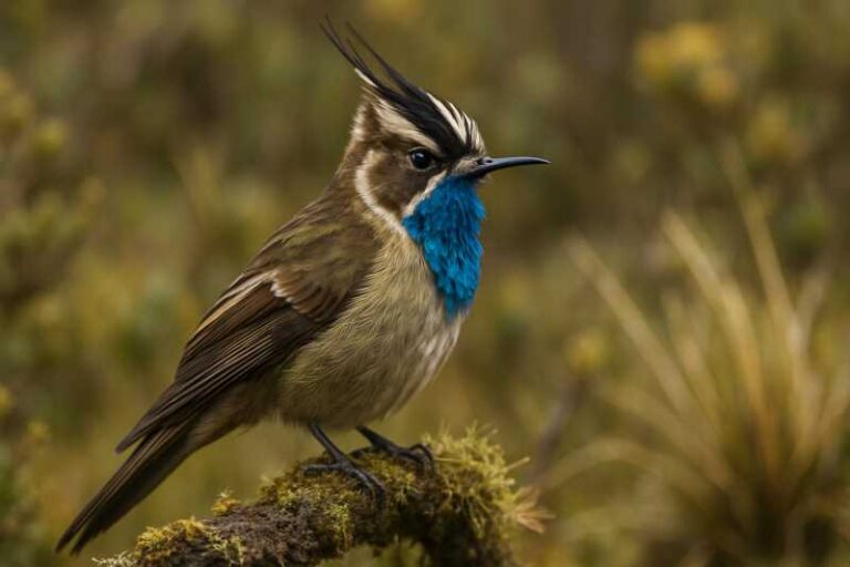Image of a Blue-bearded Helmetcrest in its natural habitat