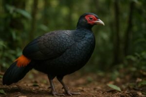 Image of a Bornean Crestless Fireback in its natural habitat