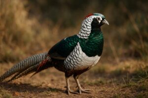 Image of a Lady Amherst's Pheasant in its natural habitat