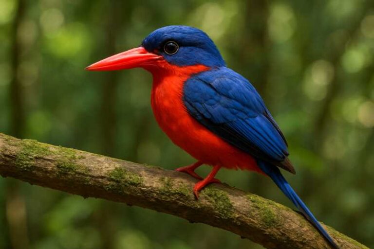 Image of a Red-breasted Paradise Kingfisher in its natural habitat