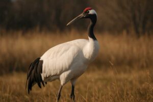 Image of a Red-crowned Crane in its natural habitat