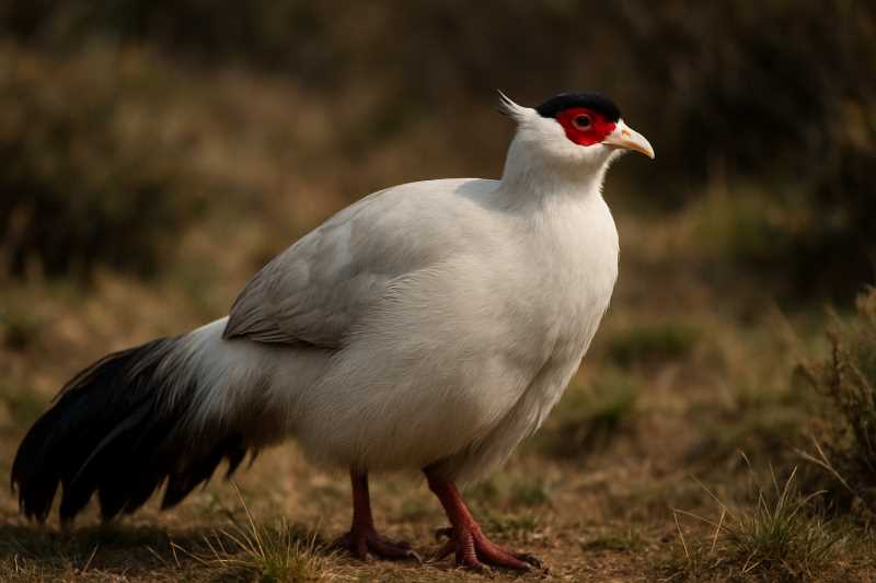 Image of a White Eared Pheasant in its natural habitat