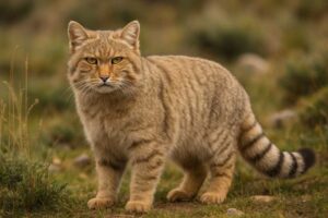 Image of a Chinese Mountain Cat in its natural habitat