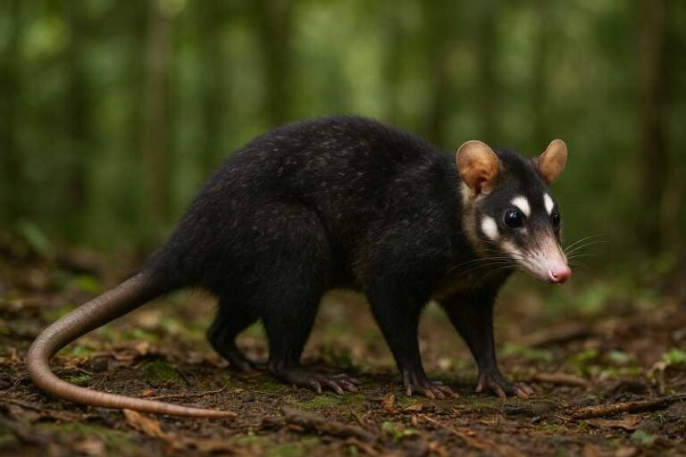 Image of a Dark Four-eyed Opossum in its natural habitat