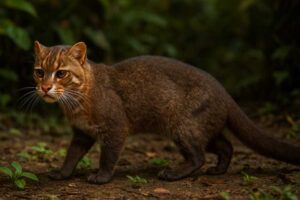 Image of a Flat-headed Cat in its natural habitat