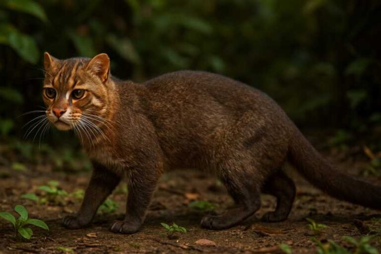 Image of a Flat-headed Cat in its natural habitat