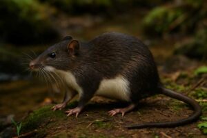 Image of a Pine's Crab-eating Rat in its natural habitat