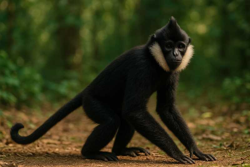 Image of a Southern White-cheeked Crested Gibbon in its natural habitat