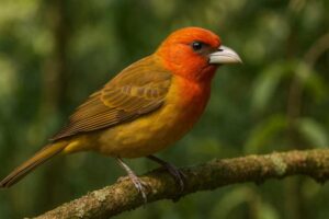 Image of a Tooth-billed Tanager in its natural habitat