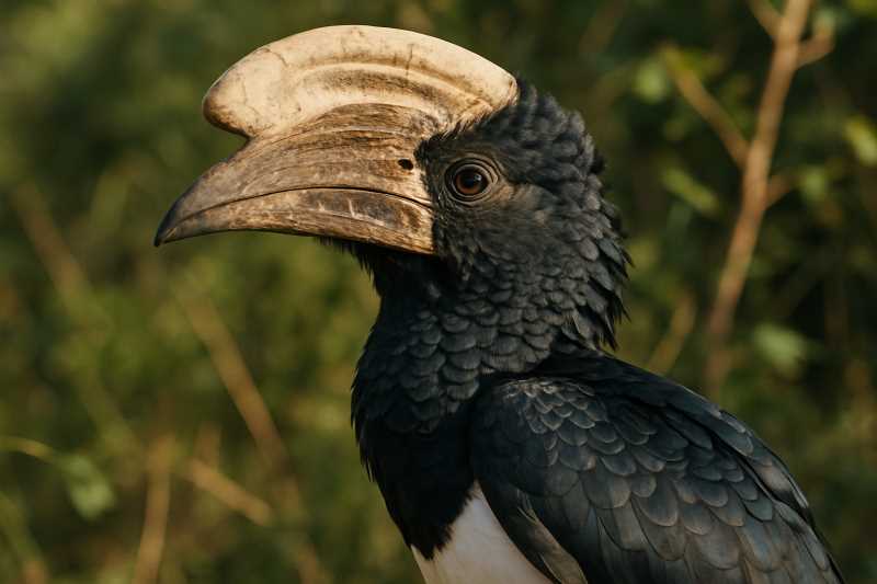 Image of a Black-and-white-casqued Hornbill in its natural habitat