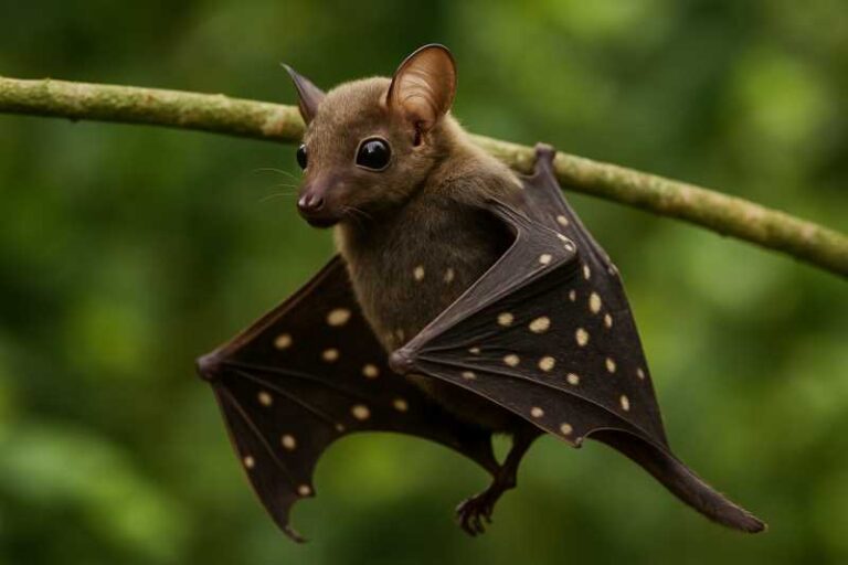 Image of a Bornean Spotted-winged Fruit Bat in its natural habitat